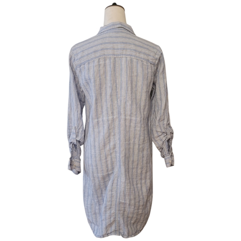 J. Jill Love Linen Blue Striped Linen Shirt Dress Size‎ Small - Picture 4 of 5